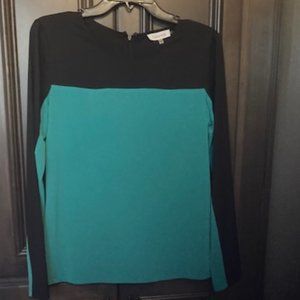 Calvin Klein Long Sleeve Color Block Top